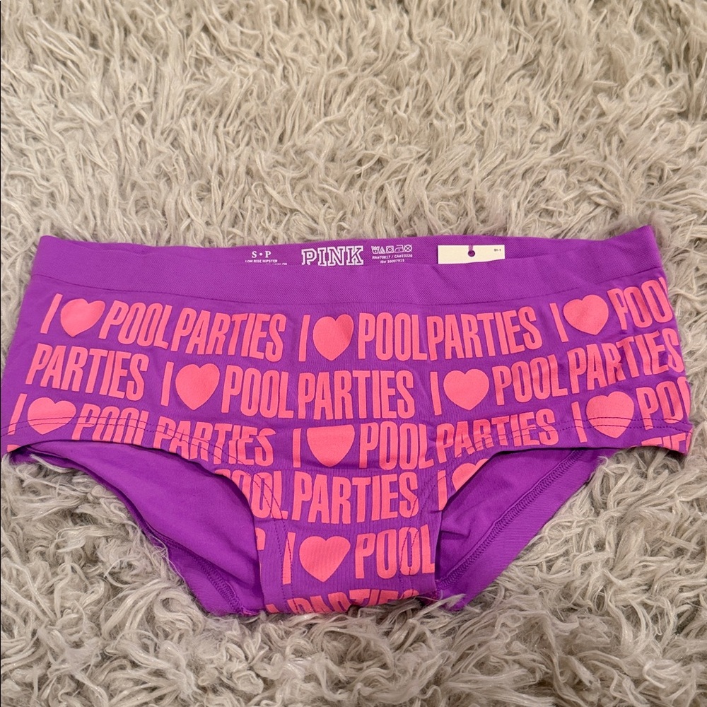 True Vintage NWT Yoga Panty Victoria’s Secret PINK LRH I LOVE POOL PARTIES Small